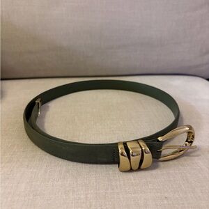 Madewell Olive Green Suede Belt with Gold Buckle